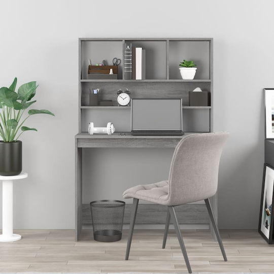 Schreibtisch Holz mit Bücherregal Gray 102x45x148cm