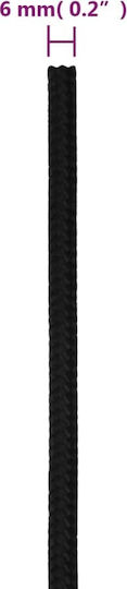 vidaXL Rope with Diameter 6mm and Length 25m Rope Black 6mm 25m