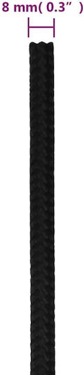 vidaXL Rope with Diameter 8mm and Length 50m Work Rope Black 8mm 50m made of Polyester