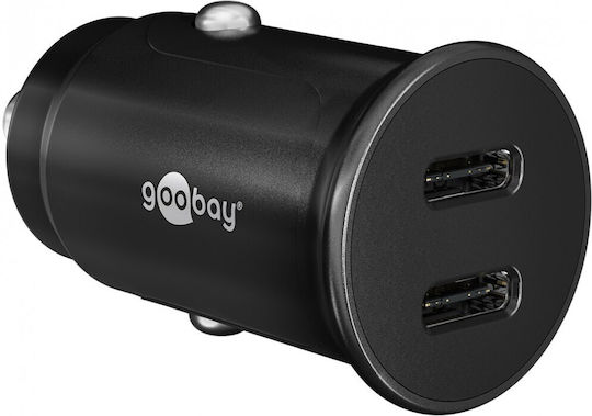 Goobay Φορτιστής Αυτοκινήτου 30W 3A Γρήγορης Φόρτισης με Θύρες: 2xUSB 2xType-C Μαύρος