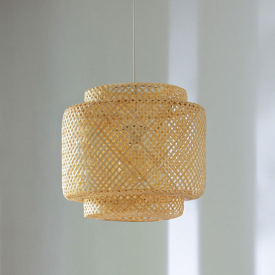 Atmosphera Liby Pendant Light Beige Boho Grid with Socket E27 40x38x38cm