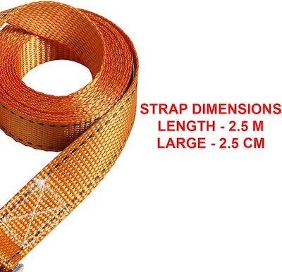 Master Lock Car Luggage Strap with Ratchet Ιμάντες Με Πόρπη 2.5m X 25mm Πορτοκαλί 2Τεμ Orange 250x2.5cm 2pcs