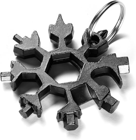 Gadget Master Snowflake Multi-tool Keychain Black in Sheath