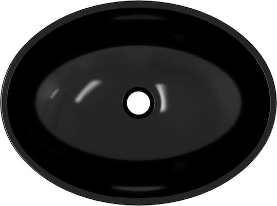vidaXL Countertop Sink Glass 50x37x14cm Black
