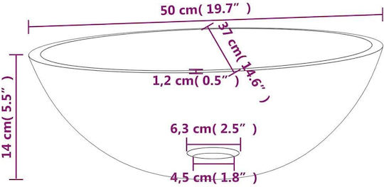 vidaXL Countertop Sink Glass 50x37x14cm Black