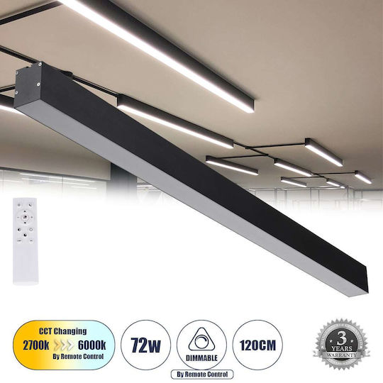 GloboStar Orion 61030-S Commercial Linear LED Ceiling Light 72W Warm White IP20 Dimmable L120xD5.5xH7cm 61030-1