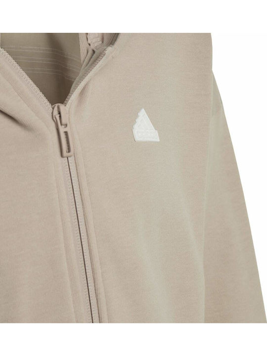 Kids Sweatshirt Cardigan with Hood and Pockets Beige