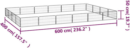 vidaXL Metal Dog Park with 20 Panels 600x400x50cm Black