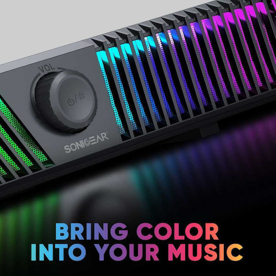 Sonic Gear Iox Bar 3 Difuzoare de Calculator 2.0 cu Iluminare RGB și Bluetooth Putere 10W în Negru Culoare