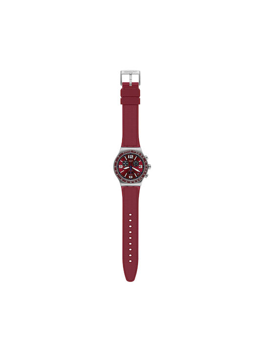 Swatch Wine Grid Rubber Strap Red 21mm