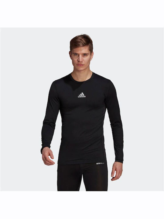 Adidas TechFit Bluza termică pentru bărbați cu mâneci lungi Compresie Negru