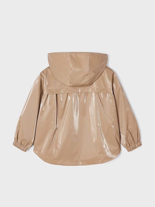 Kids' Casual Jacket Short Windproof with Hood Brown
