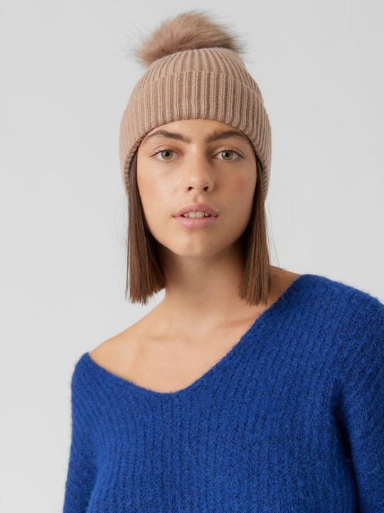 Vero Moda Knitted Beanie Cap Beige