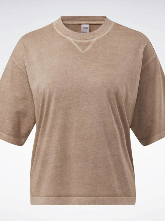 Boxy Γυναικείο T-shirt Μπεζ