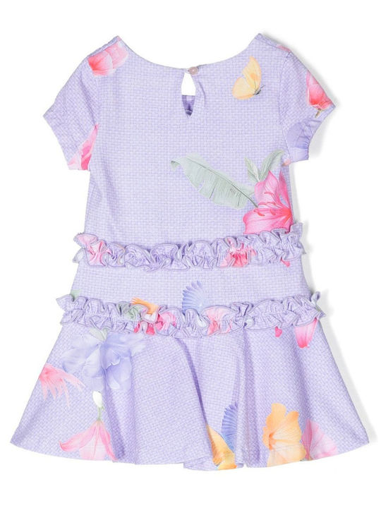 Lapin Rochie pentru Copii Floral Mâneci scurte Violet