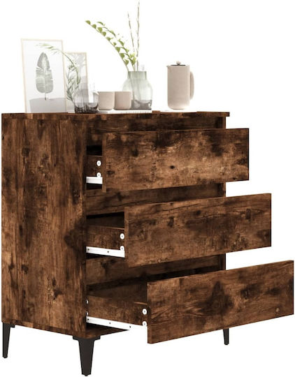 Wooden Bedroom Chest of Drawers with 3 Drawers 60x35x70cm