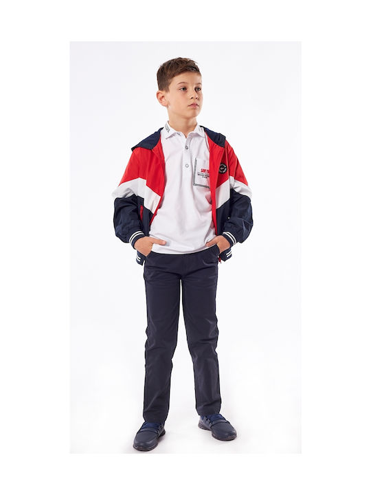 Hashtag Windproof Boys Casual Jacket Red with Ηood