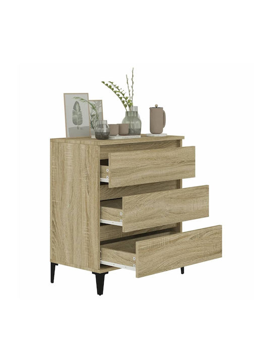 Wooden Chest of Drawers with 3 Drawers 60x35x70cm