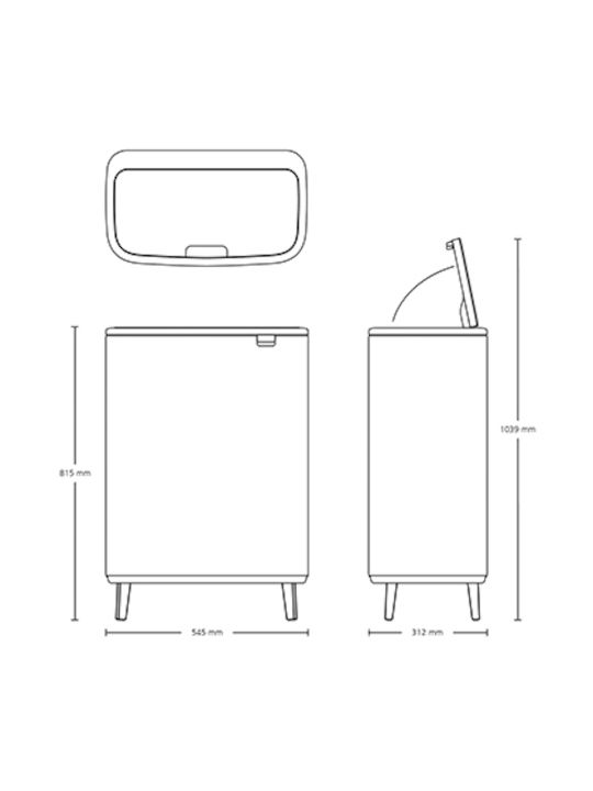 Brabantia Waste Bin Made of Stainless Steel Push White 60lt