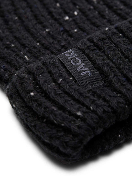 Beanie Ανδρικός Σκούφος με Rib Πλέξη σε Μαύρο χρώμα