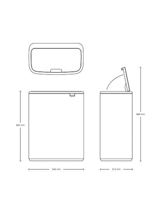 Brabantia Brabantia Mülleimer Kunststoff Push Platin 60lt