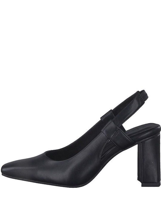 Marco Tozzi Leather Pointed Toe Black Medium Heels