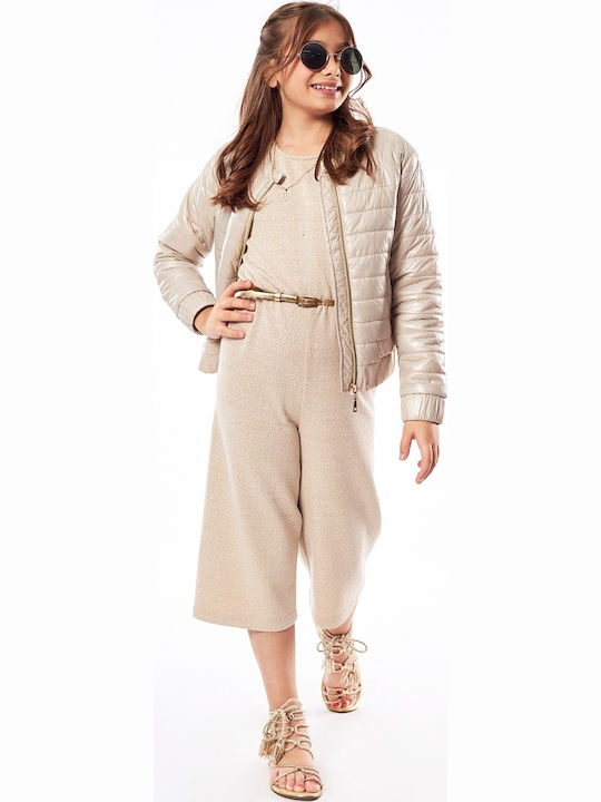 Kids' Fabric Jumpsuit Beige