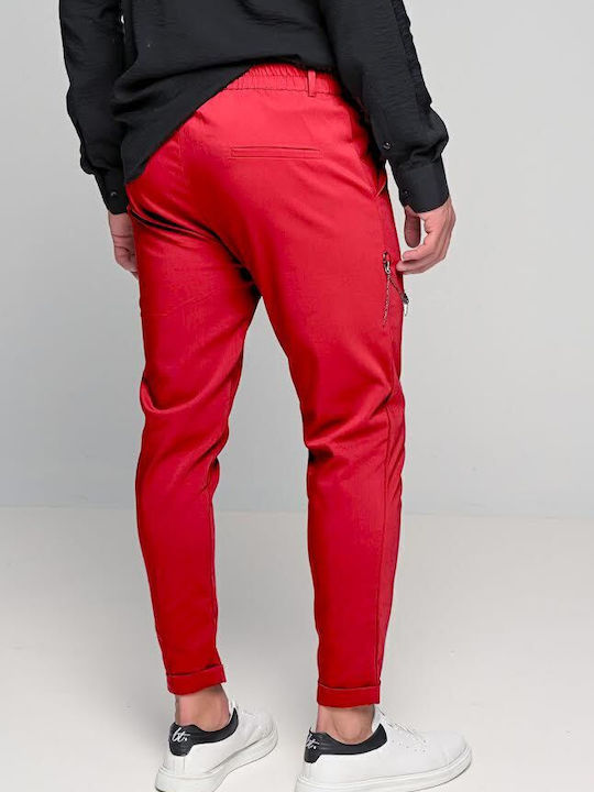0398 Trousers Chino Elastic in Regular Fit Red