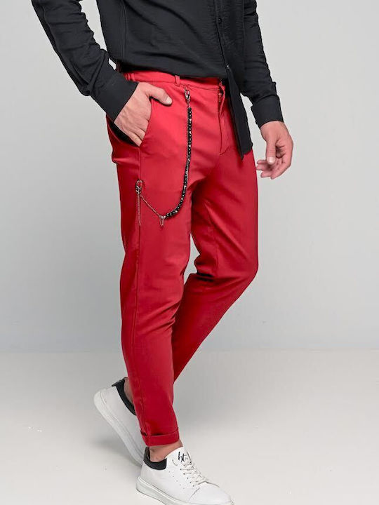 0398 Trousers Chino Elastic in Regular Fit Red