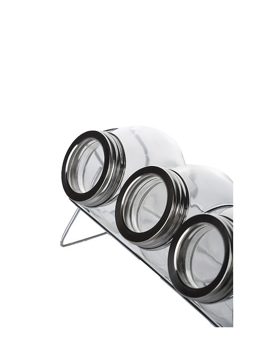 Metallic Tabletop Spice Rack with Stand Transparent 4pcs
