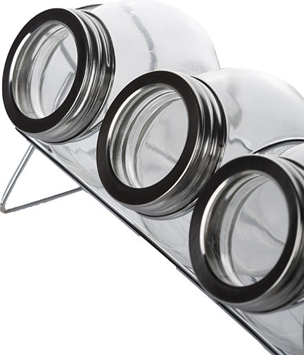 Metallic Tabletop Spice Rack with Stand Transparent 4pcs