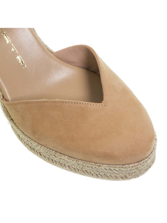 Mourtzi Platforme dama în stil espadrile Camel