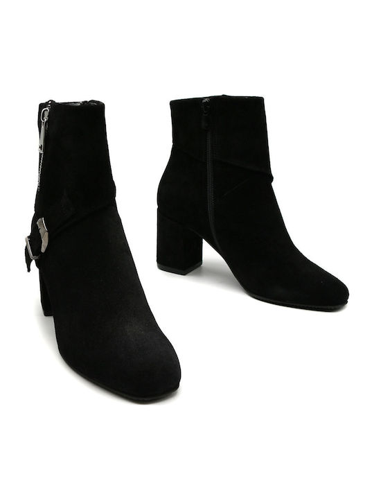 Suede Γυναικεία Μποτάκια Μαύρα