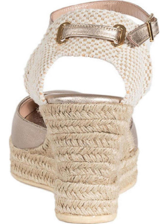 Women's Leather Platform Espadrilles Gold