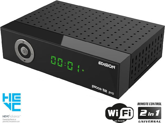 Edision Satellite Decoder Picco S2 Pro 01-07-0028 Full HD (1080p) DVB-S2 with PVR Recording Function and Built-in Wi-Fi in Black Colour