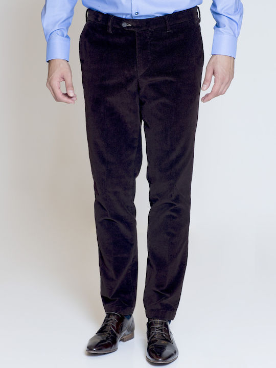 Corduroy Slim Fit Trousers Mauro Boano Brown