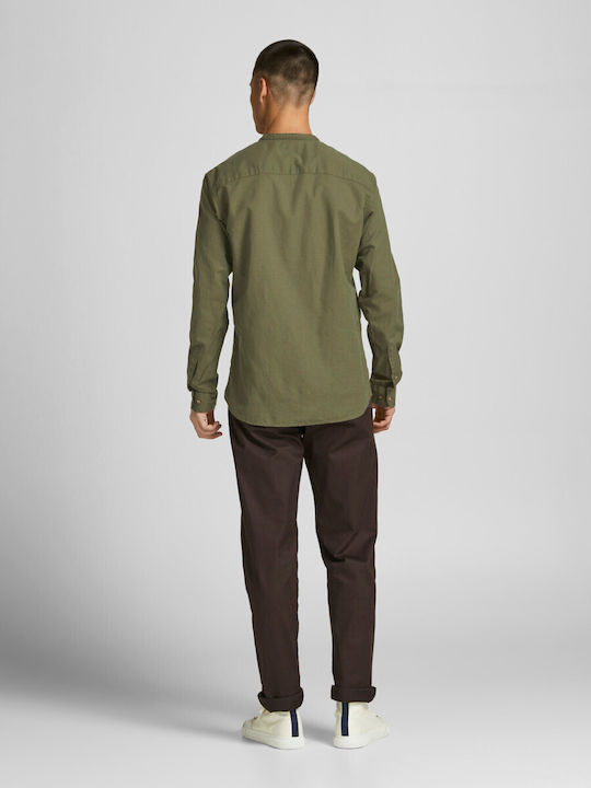 Jack & Jones Men's Shirt Long Sleeve Cotton Khaki