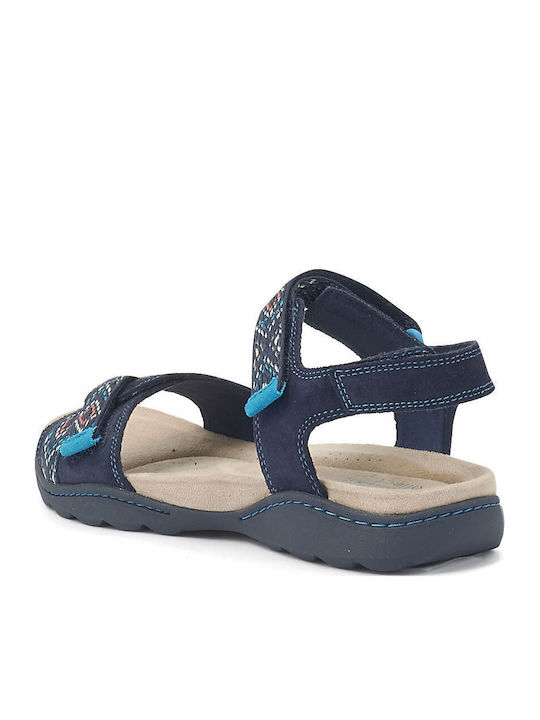 Amanda Sprint Leather Women's Flat Sandals Anatomic in Navy Blue Color