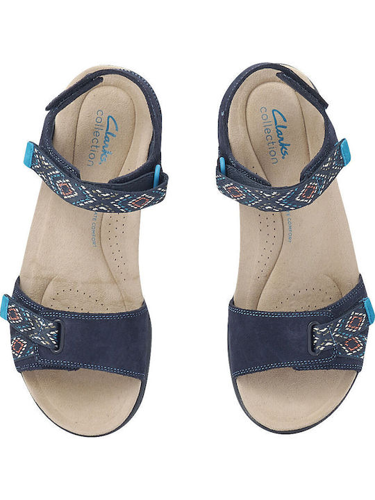 Amanda Sprint Leather Women's Flat Sandals Anatomic in Navy Blue Color
