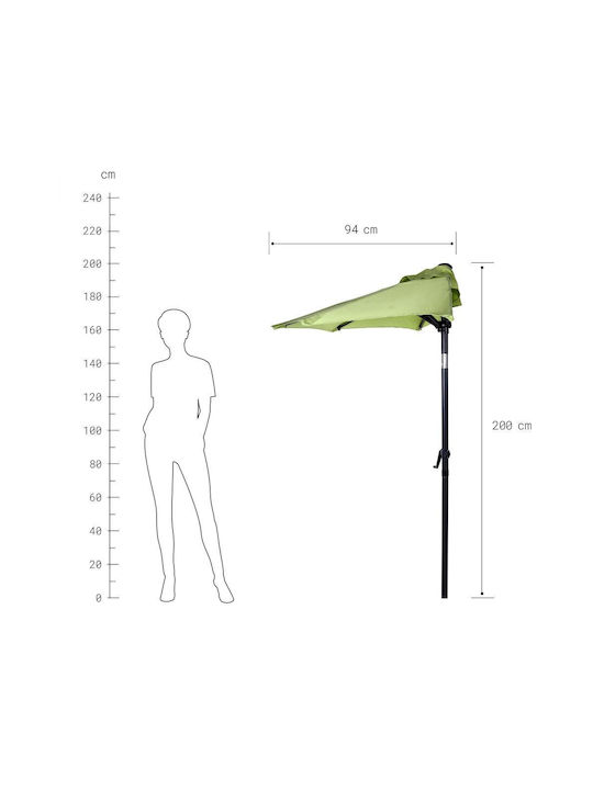Umbrella Floor Round Aluminum Siesta Olive Green 1.84x0.94m