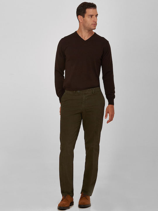 Chinos modern fit Kaiserhoff Olive Green Cotton Monochrome Evening, ALL DAY, BUSINESS