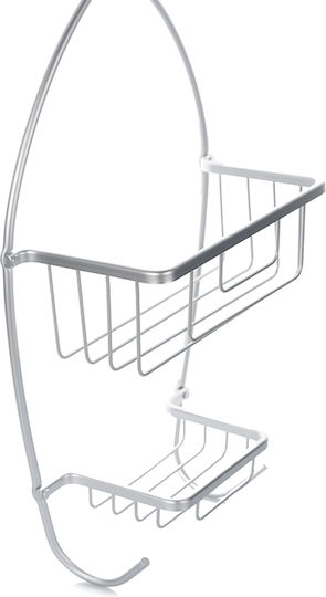 General Trade Montat pe perete Raft Baie Metal cu 2 Rafturi 26x11x51cm Argintie