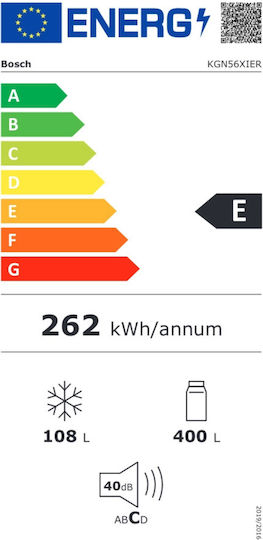 Bosch Kühl-Gefrierkombination 508Es Total NoFrost H193xB70xT80cm. Brushed Steel Anti-Fingerprint KGN56XIER