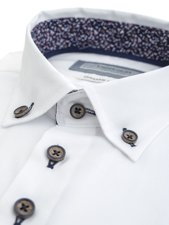 Button down slim fit shirt Kaiserhoff White COTTON TWO-PLY BUTTON-DOWN MONOCHROME ALL DAY, BUSINESS