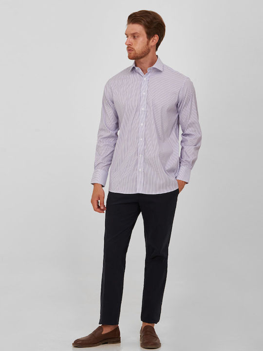 Purple Striped Cotton Rex Collar Modern Fit Kaiserhoff Shirt, All Day Business