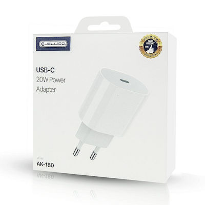 Jellico Charger Without Cable with USB-C Port 20W Power Delivery Whites (AK180)