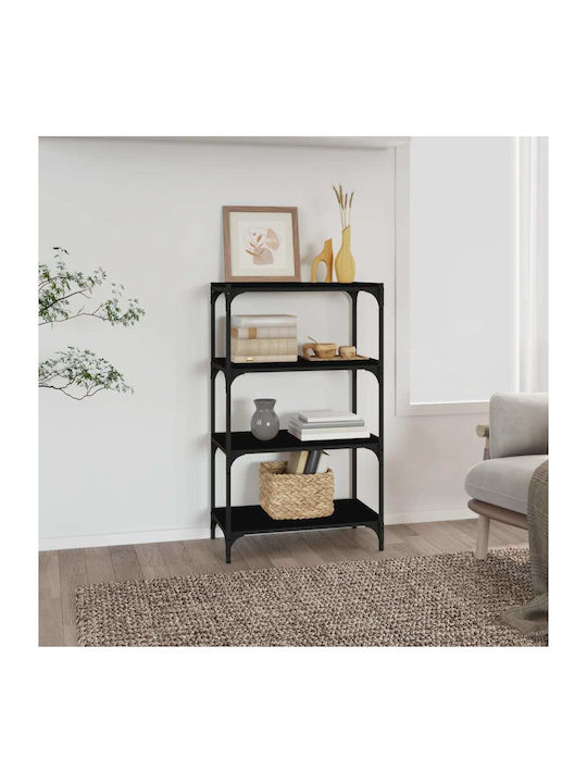 Bookcase Black Velvet-Black Metal 60x33x100cm