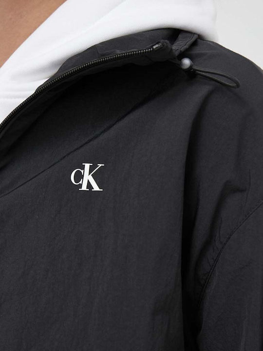 Women's Short Sports Jacket Waterproof and Windproof for Winter Black