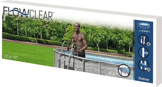 vidaXL Flowclear Σκάλα Πισίνας από Πλαστικό Ασημί