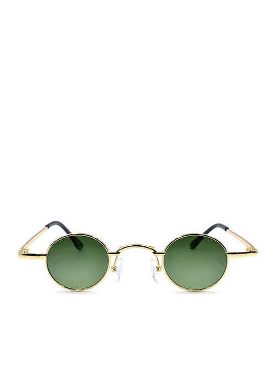 Awear Pico Men's Sunglasses with Gold Tartaruga Metal Frame and Green Lens